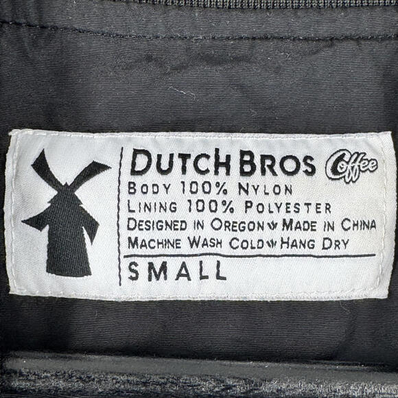 DUTCH BROS Coffee Metal Embroidered Logo Black Bomber Jacket Size Small - Picture 4 of 9